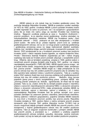 Das ABGB in Kroatien â historische Geltung und Bedeutung fÃ¼r die ...
