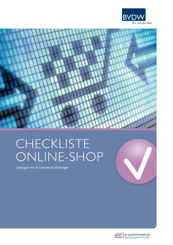 Checkliste zum Einsatz und Betrieb von Online-Shops