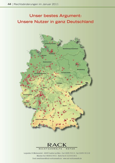 Eine Aufzählung aller Rechtsänderungen finden Sie hier. - RACK ...