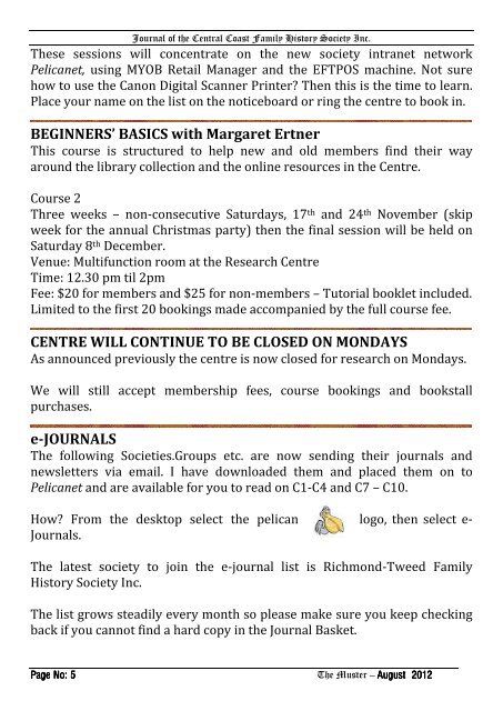 e-Muster August 2012 - Central Coast Family History Society Inc.