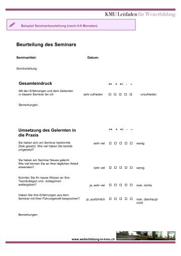 Beispiel Seminarbeurteilung nach 6 Monaten - KMU Leitfaden für ...