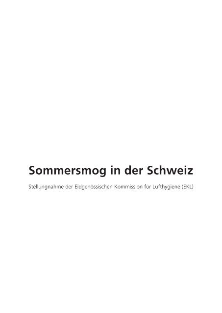 Sommersmog in der Schweiz - EidgenÃ¶ssische Kommission fÃ¼r ...