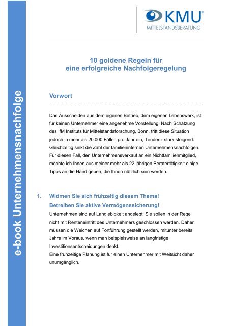 10 goldene Regeln fÃ¼r Ihre Nachfolge (PDF, 176 KB) - KMU ...