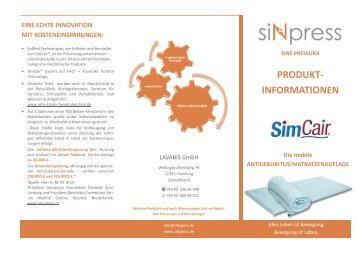 Produktflyer SimCair® Matratzenauflage - siNpress