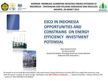 Esco In Indonesia Opportunities And Constrains On Energy ... - IESR