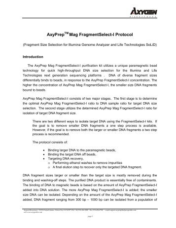 AxyPrep Mag FragmentSelect-I Protocol