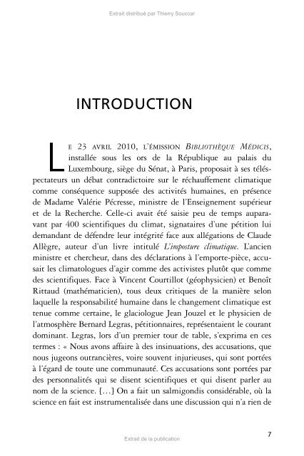 Extrait de la publication Extrait distribuÃ© par Thierry Souccar - Decitre