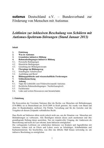 Leitlinien des Bundesverbandes autismus Deutschland e.V. zur ...