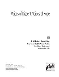 Voices of Dissent, Voices of Hope - Oral History Association