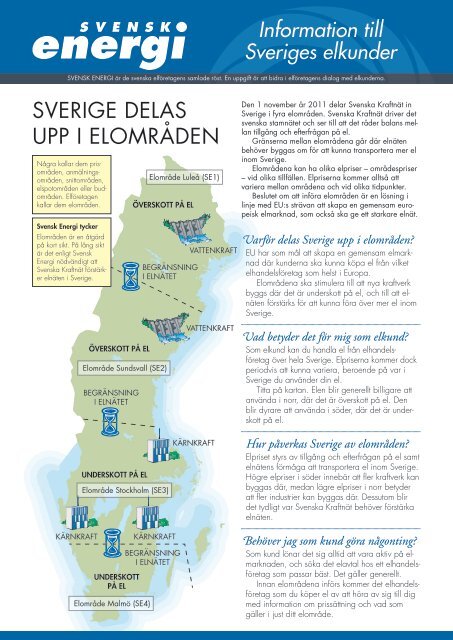 En tvåsidig broschyr för elkunden - Svensk energi
