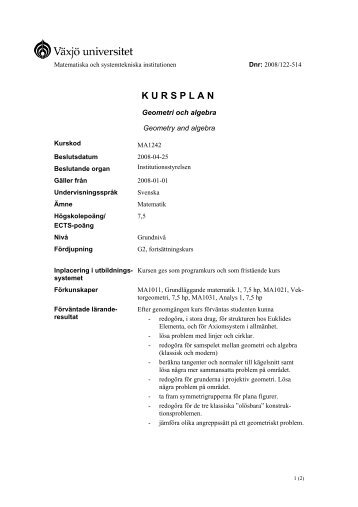 kursplan - student . vxu . se