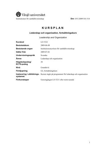 KURSPLAN - student . vxu . se