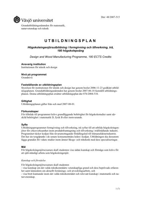 utbildningsplan - student . vxu . se