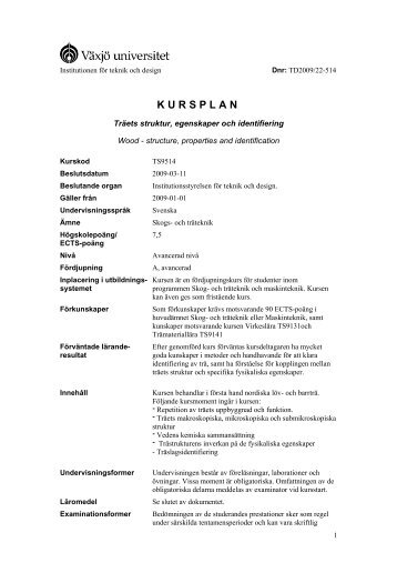 KURSPLAN - student . vxu . se