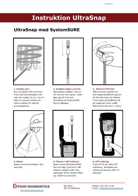 Snabbguide SystemSURE Plus - Food Diagnostics AB