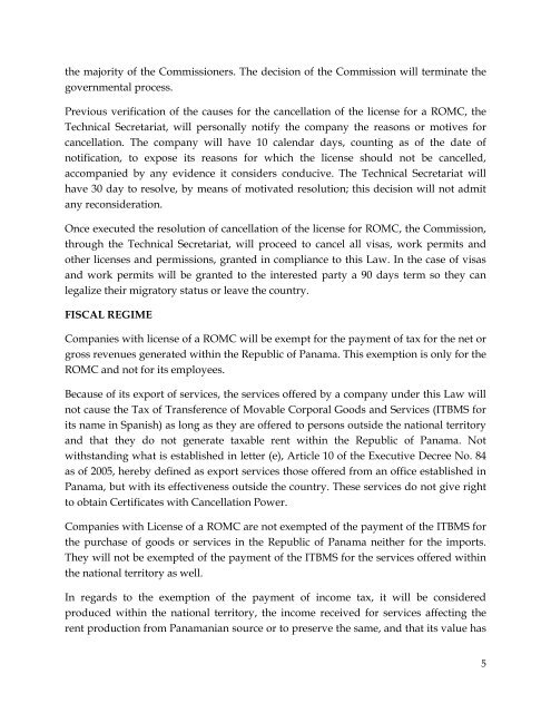 Executive Summary LAW No. 41 of 24th August 2007 SPECIAL ...