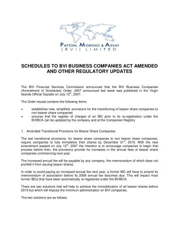 schedules to bvi business companies act amended and other ...