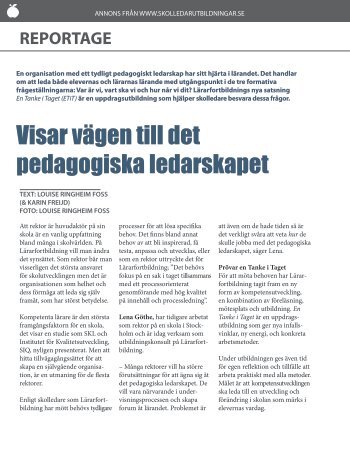 Skolledarutbildningar reportage 2013.pdf - LÃ¤rarfortbildning