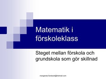 Matematik i fÃ¶rskoleklass