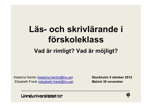Herrlin & Frank - ett sammandrag av fÃ¶relÃ¤sningen