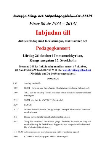 Välkommen till jubileum 26 oktober 2013! - sstpf