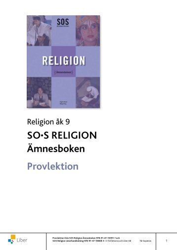 SOâ¢S ReLigiOn Ãmnesboken Provlektion - Liber AB