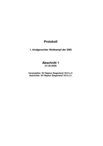 Protokoll - der Schwimmvereinigung Neptun Siegerland 1913 eV