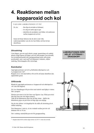 4. Reaktionen mellan kopparoxid och kol - Liber AB