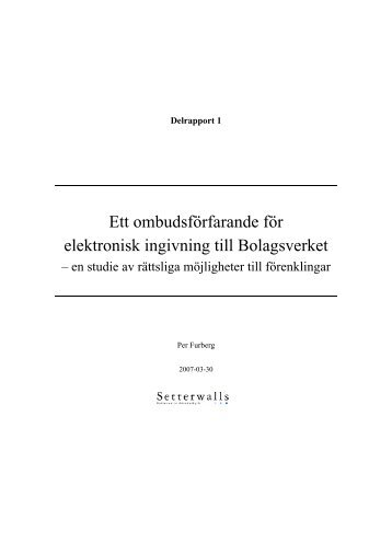 Delrapport 1 - Setterwalls