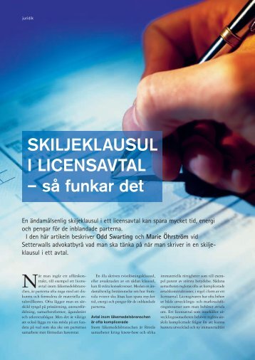 SKILJEKLAUSUL I LICENSAVTAL â sÃ¥ funkar det - Setterwalls