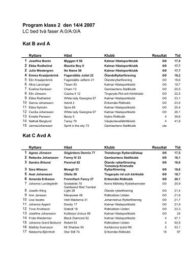 Program klass 2 den 14/4 2007 - EriksmÃ¥la Ridklubb