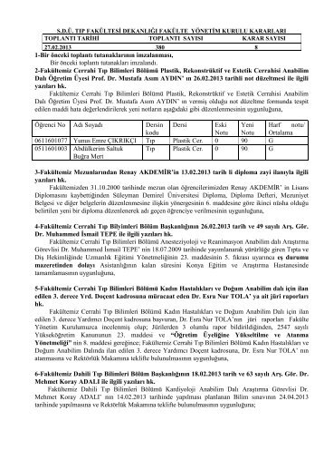 FYK-380 - TÄ±p FakÃ¼ltesi - SÃ¼leyman Demirel Ãniversitesi