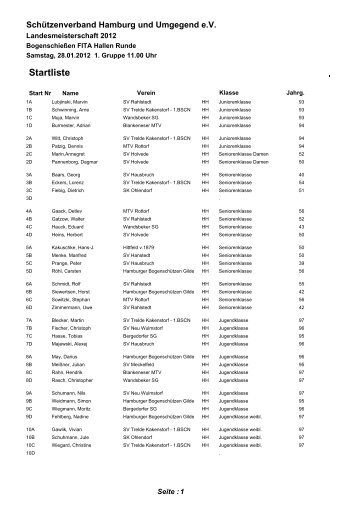 Startliste - Hamburger BogenschÃ¼tzen Gilde von 1930 eV