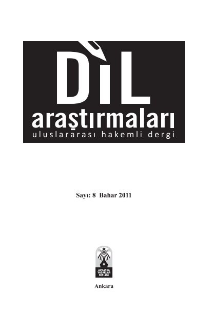 SayÄ±: 8 Bahar 2011 - Dil Arastirmalari