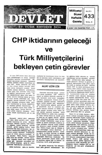 5 TL. CHP iktidarÄ±nÄ±n geleceÄi ve TÃ¼rk MilliyetÃ§ilerini bekleyen Ã§etin