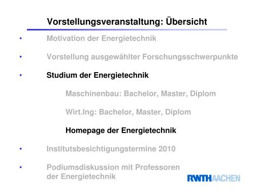 Studienrichtung Energietechnik Studienrichtung Energietechnik