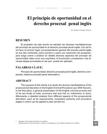 El Principio de Oportunidad en el Derecho Procesal Penal Inglés El ...