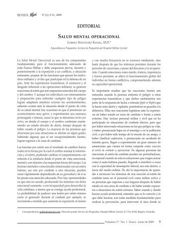 EDITORIAL Salud mental operacional - SciELO Colombia