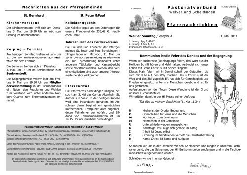 2. Mai bis 8. Mai 2011 - Pastoralverbund Welver-Scheidingen