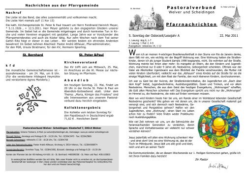 22. Mai bis 28. Mai 2011 - Pastoralverbund Welver-Scheidingen