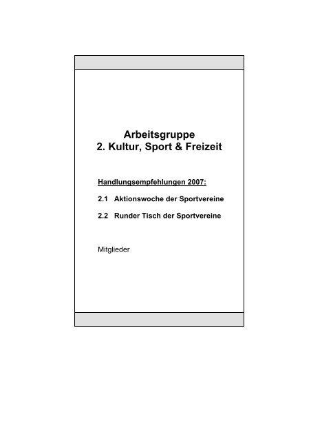 Handlungsempfehlungen 2007 - Integration Eschweiler