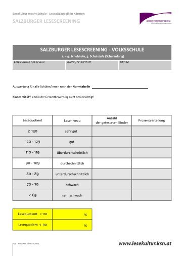 SLS Klassenvorlagen - Lesekultur macht Schule