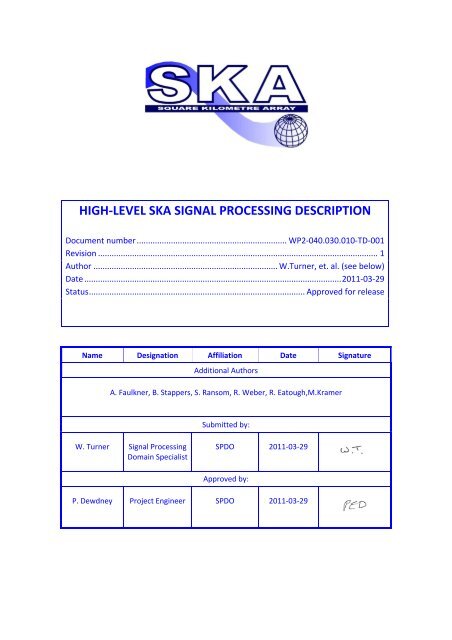 high-level ska signal processing description - The Square Kilometre ...