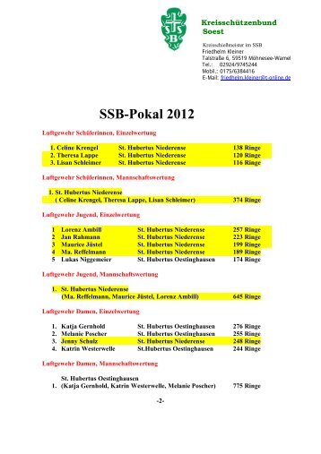 SSB-Pokal 2012 - SportschÃ¼tzen St. Hubertus Niederense