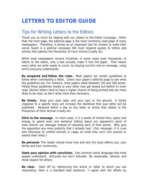 Tips for Writing Letters to the Editor.