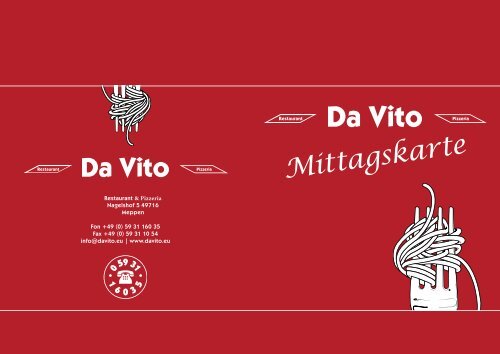 Mittagskarte Da Vito Restaurant & Pizzeria