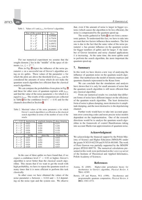 NOISE EFFECTS IN THE QUANTUM SEARCH ALGORITHM FROM ...