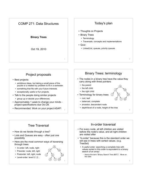 Binary trees and traversal