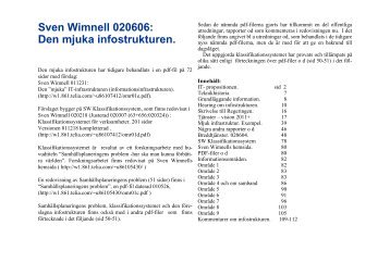 Sven Wimnell 020606: Den mjuka infostrukturen. - Wimnells
