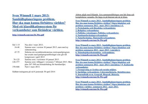 Samha Llsplaneringens Problem Hur Ska Man Kunna Wimnells